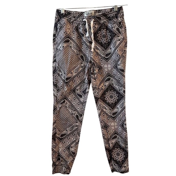 Fresh Prints Of Bel Air Twill Bandana Print Jogger Pants Men Medium Black Purple - Picture 1 of 10